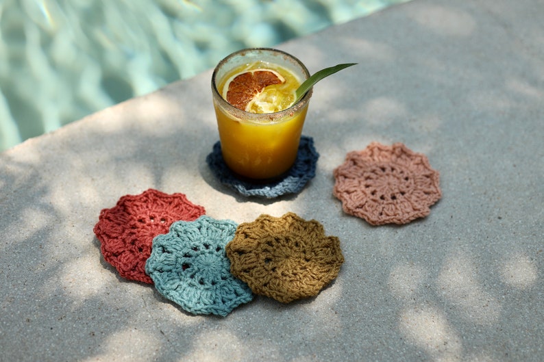 Crochet Pattern // Mandala Boho Round Crochet Coasters Party Favors Housewarming Gift // Sunburst Coasters Pattern PDF image 3