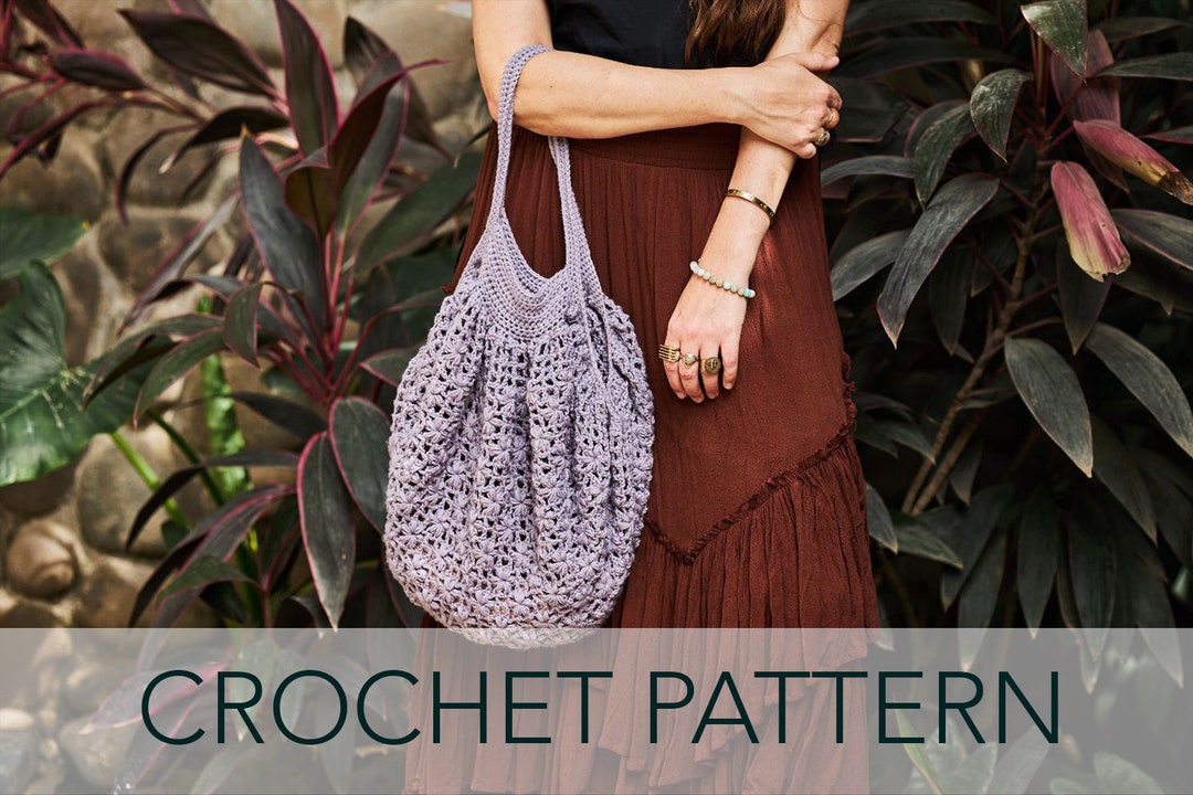 Crochet Pattern // Mesh Net Grocery Beach Tote French Market Bag Puff ...