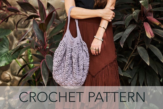 Crochet Pattern // Mesh Net Grocery Beach Tote French Market Bag Puff Stitch Flowers Slouchy // Gardenia Market Tote Pattern PDF