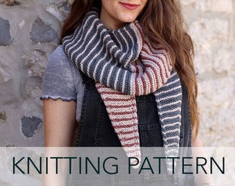 Knitting Pattern // Striped Triangle Garter Stitch I-cord Wrap Scarf Shawl // Brewster Striped Kerchief Pattern PDF