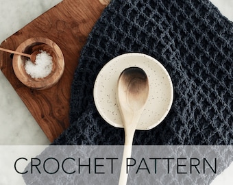 Crochet Pattern // Thermal Waffle Stitch Tea Towel Hand Towel Housewarming Gift Kitchen Bathroom // Barrow Hand Towel Pattern PDF
