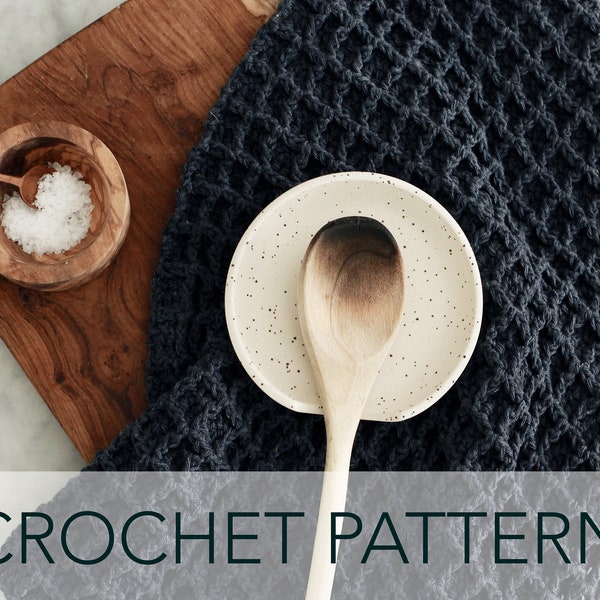 Crochet Pattern // Thermal Waffle Stitch Tea Towel Hand Towel Housewarming Gift Kitchen Bathroom // Barrow Hand Towel Pattern PDF