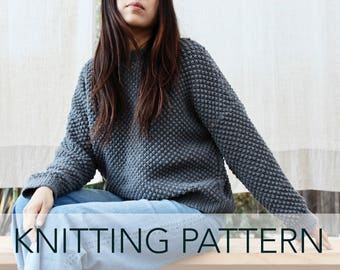 Knitting Pattern // Bobble Popcorn Trinity Oversized Dolman Drop Sleeve Pullover Sweater // Bramble Jumper Pattern PDF