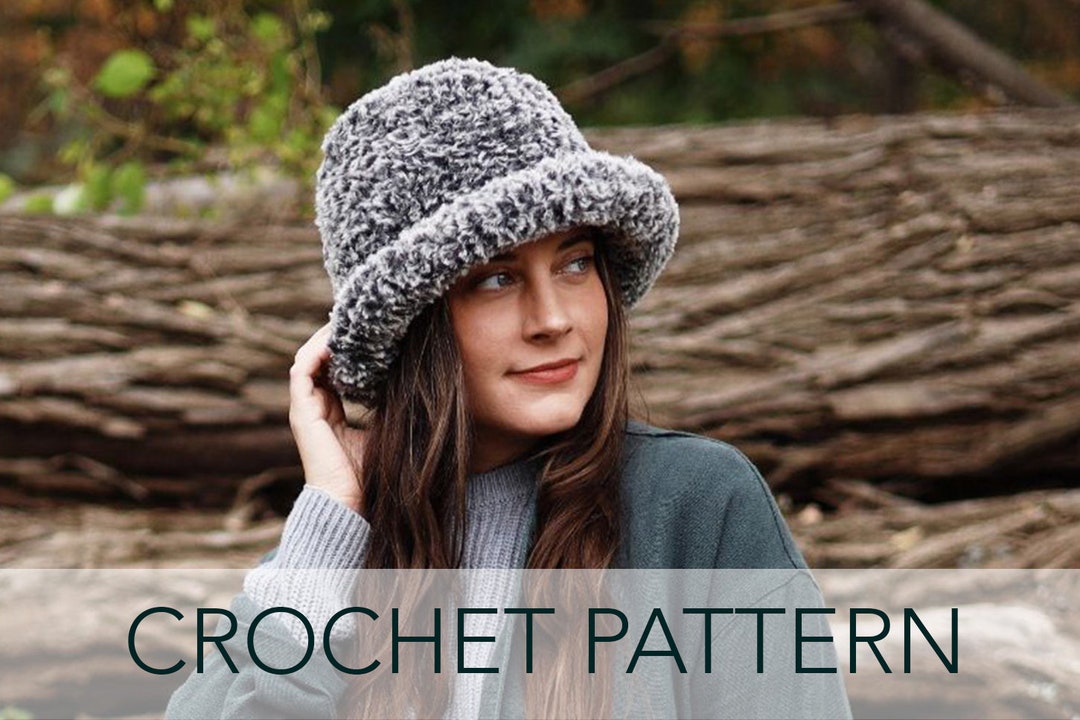 Crochet Pattern // Faux Fur Fuzzy Bucket Brimmed Cloche Bowler
