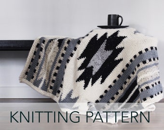 Knitting Pattern // Southwestern New Mexico Baby Blanket Throw Afghan Lapghan // Taos Lap Blanket Pattern PDF