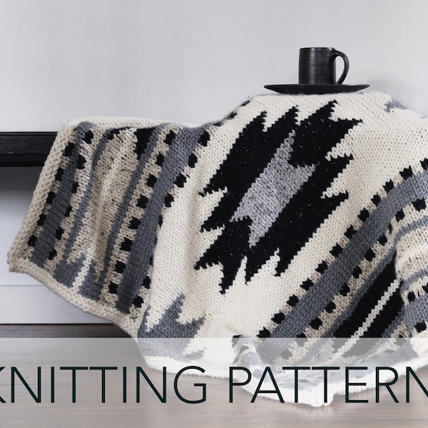 Knitting Pattern // Southwestern New Mexico Baby Blanket Throw Afghan Lapghan // Taos Lap Blanket Pattern PDF