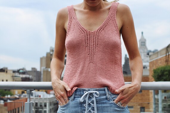 Knitting Pattern // Slinky Ribbed Tank Top Relaxed Summer