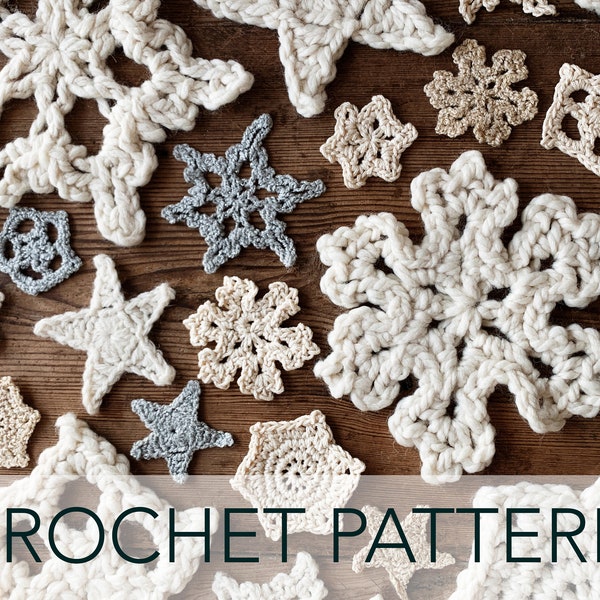 Crochet Pattern // Snowflakes Star Holiday Christmas Hanukkah Decor Garland Ornament // Everlasting Snowflakes Pattern PDF