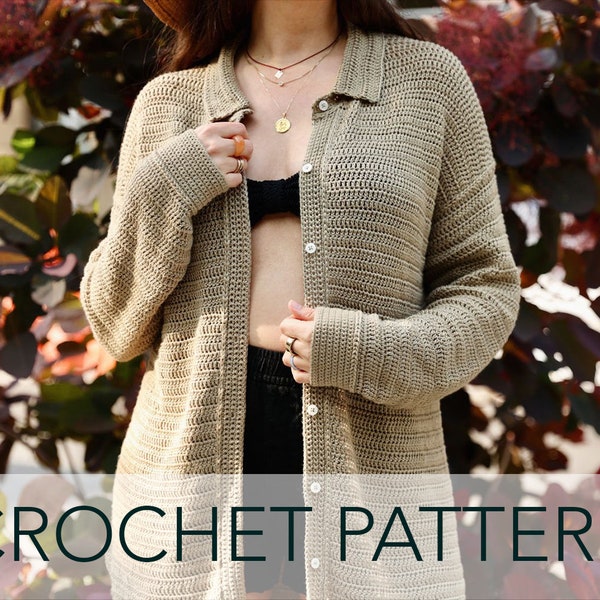 Crochet Pattern // Menswear Button Up Dress Shirt Swimsuit Beach Cover Up // Cervo Button Down Pattern PDF