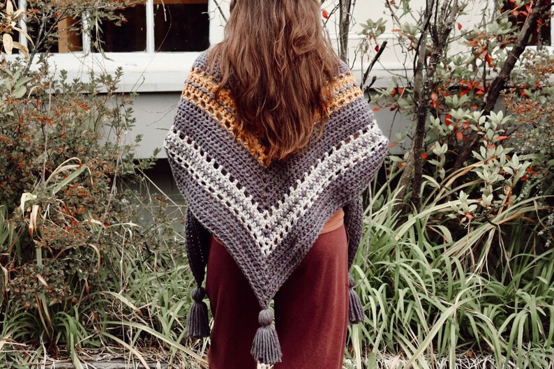 Crochet Pattern // Textured Top Down Triangle Shawl Wrap Scarf Tassels ...