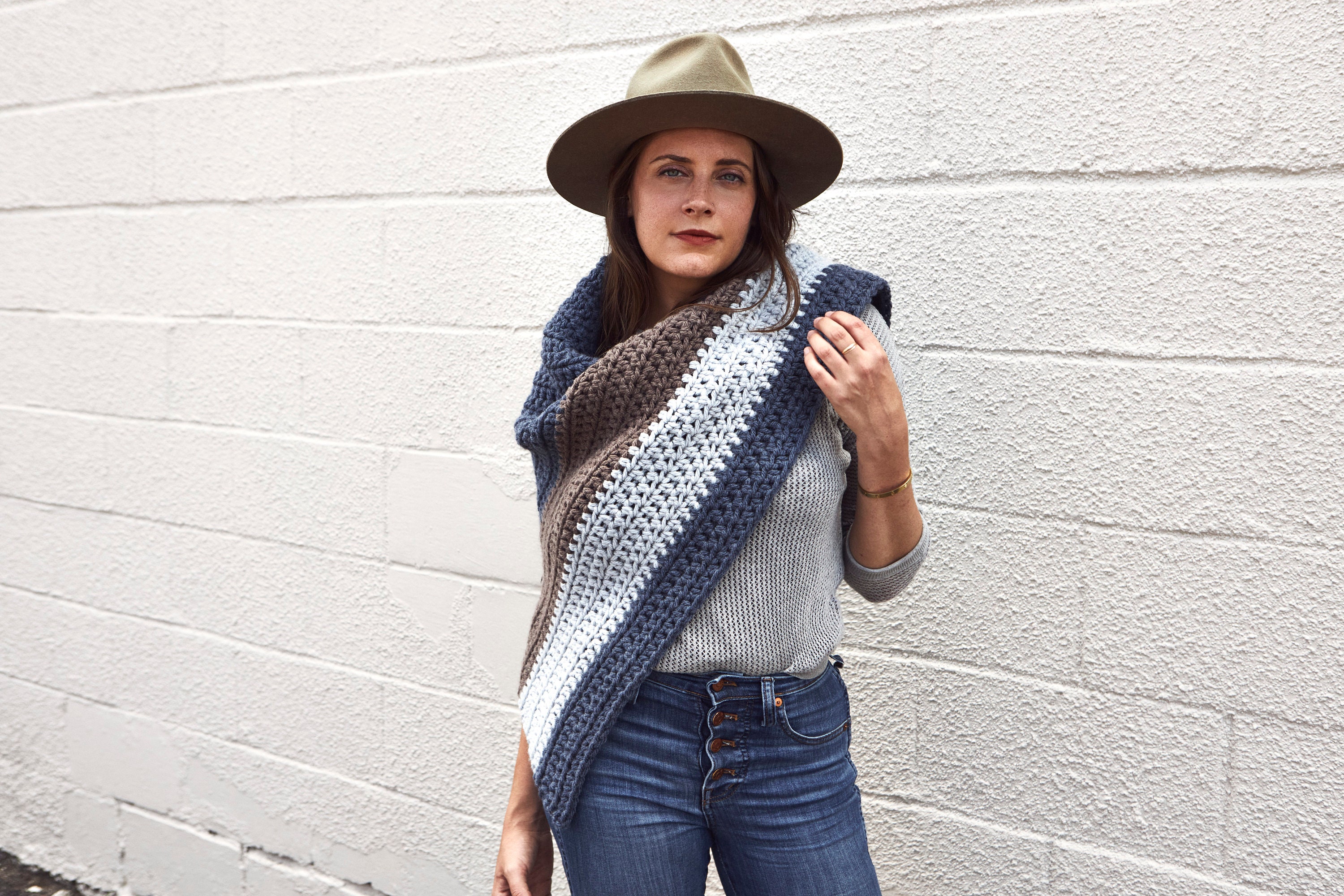 Crochet Pattern // Chunky Striped Triangle Scarf Wrap Shawl Beginner ...