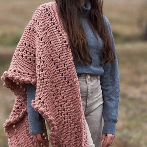 Knitting Pattern // Romantic Boho Feminine Shawl Crescent Wrap Eyelet Bobble Valentine's Day // Romance Wrap Pattern PDF image 8