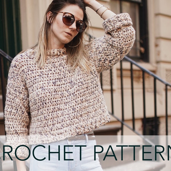 Crochet Pattern // Boxy Cropped Wide Sleeve Lightweight Chunky Summer Sweater // Candy Land Summer Jumper Pattern PDF