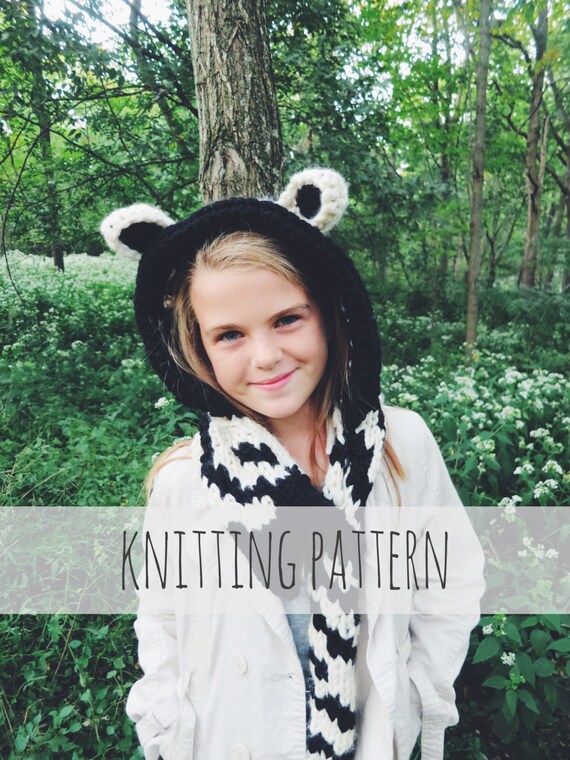 Knitting Pattern // Zebra Hat Hood Cowl Scarf Knit Toddler Child Adult // Ziggy the Zebra Hood Pattern PDF
