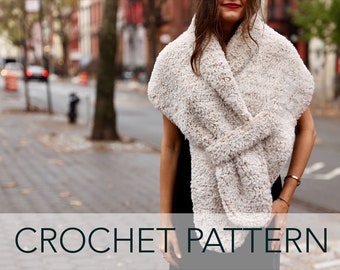 Crochet Pattern // Winter Wedding Holiday Party Faux Fur Fuzzy Stole Shawl Wrap // Soirée Stole Pattern PDF