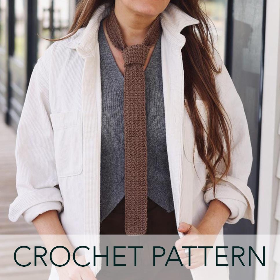 17 Tie Crochet Patterns for Stylish Handmade Gifts and Clever Accessories 16 Crochet Pattern // Necktie Textured Houndstooth