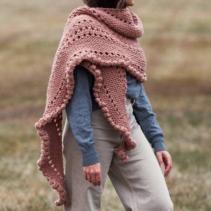 Knitting Pattern // Romantic Boho Feminine Shawl Crescent Wrap Eyelet Bobble Valentine's Day // Romance Wrap Pattern PDF image 7