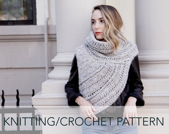 Crochet Pattern // Asymmetric Cowl Vest Shawl Scarf One Armed // Huntress Vest Pattern PDF