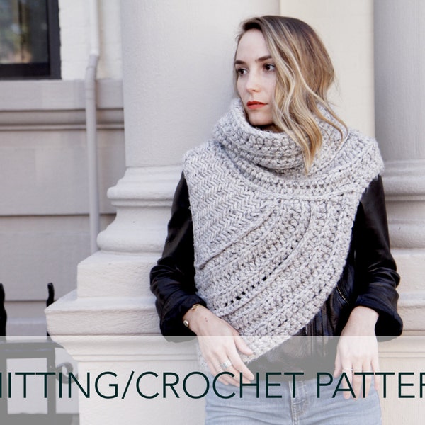 Crochet Pattern // Asymmetric Cowl Vest Shawl Scarf One Armed // Huntress Vest Pattern PDF