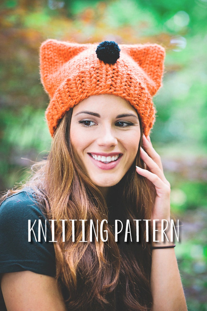Cat Ear Beanie PDF Knitting Pattern Knit Hat Pattern Etsy