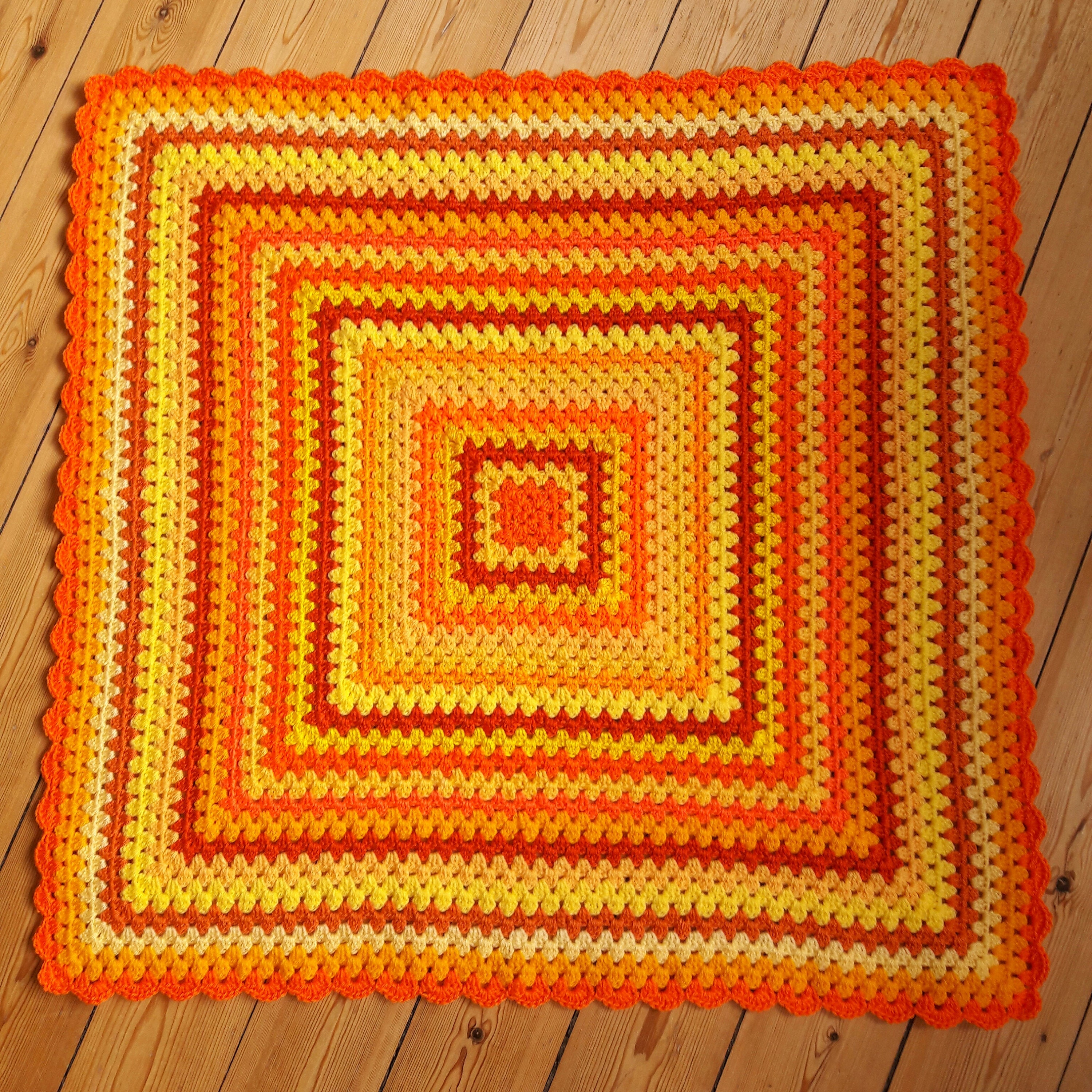 Yellow Crochet Baby Blanket Orange Crochet Baby Afghan Blanket Etsy
