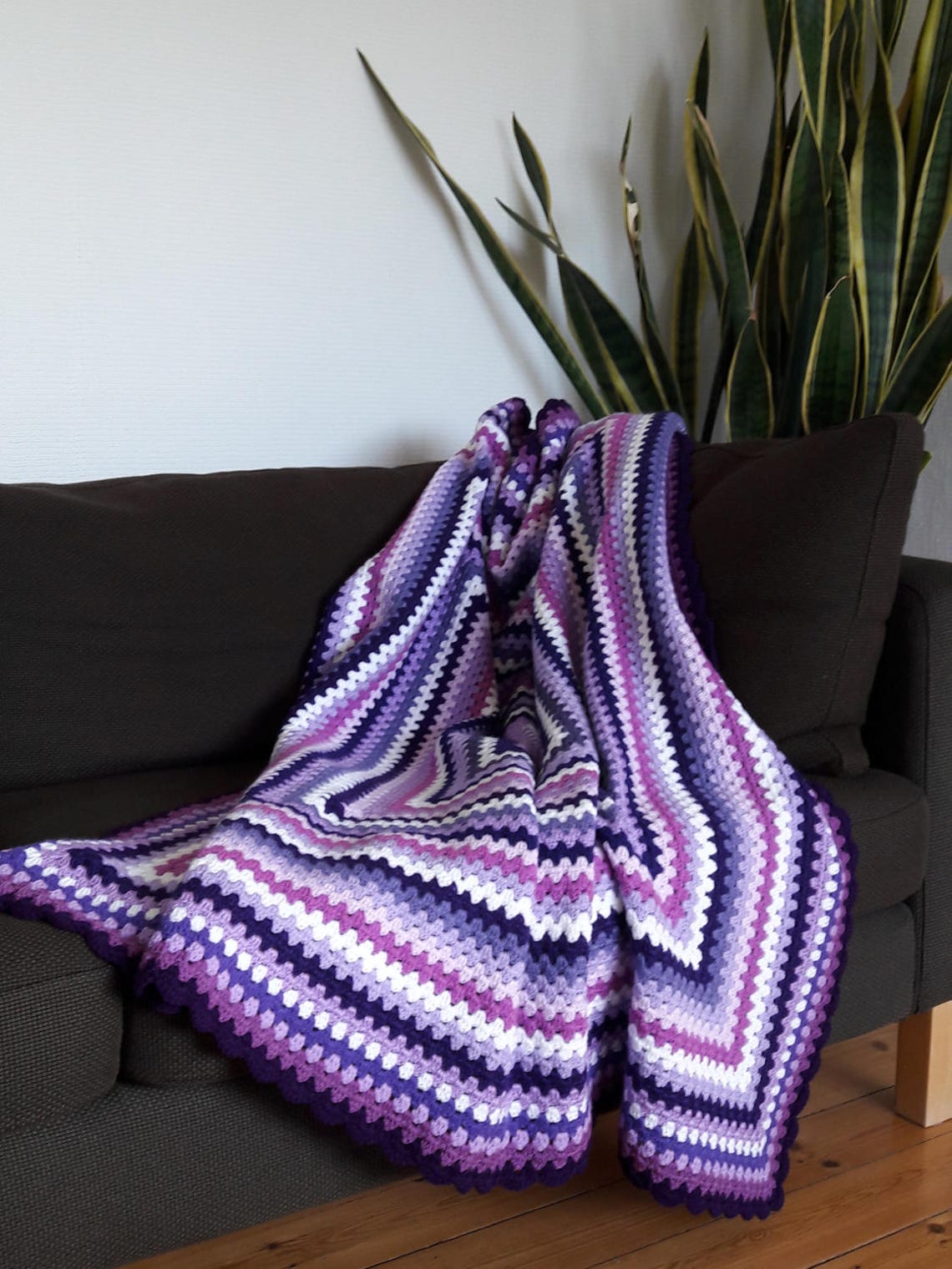 Purple Throw BlanketGranny Square Blanket Large Blanket Etsy