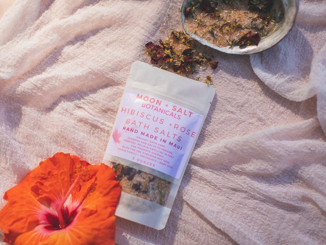 Hibiscus and Rose Flower Salt Bath. Pregnancy Safe With Organic Flowers