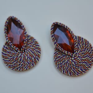 Braun, mehrfarbig, Kristall - soutache, Ohrringe