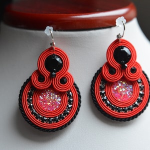 Soutache earrings - red