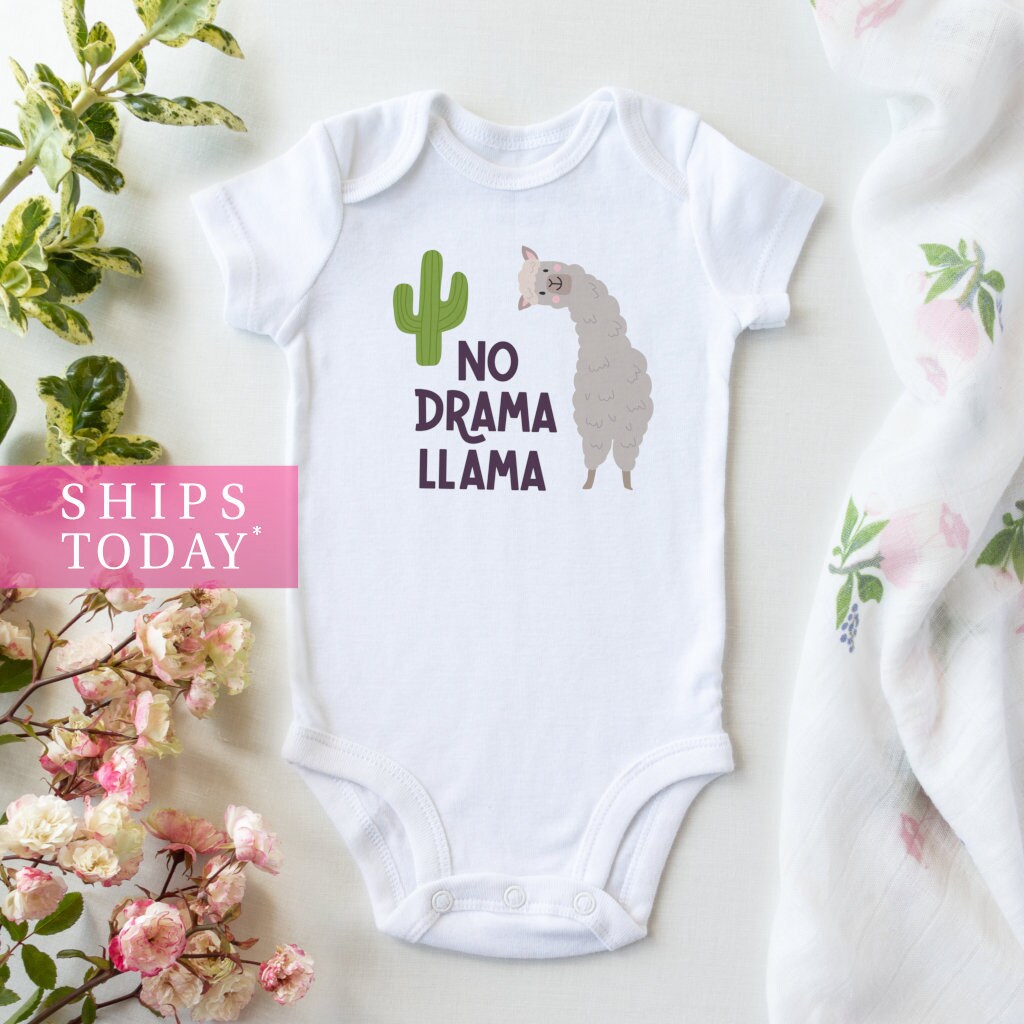 Llama Onesie No Drama Llama Onesies® Bodysuit Funny Baby Etsy