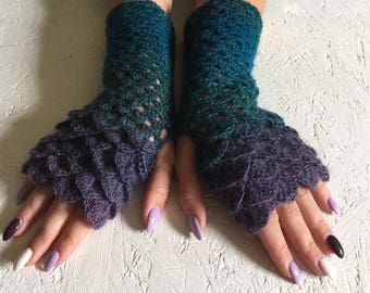 dragon scale gloves Fingerless  Gloves women fingerless gloves crochet women's gloves dragon scale women's Arm Warmers gift Accessory