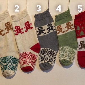 christmas stocking personalized knit wool stocking custom stocking  knit white  gingerbread stocking
