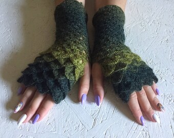 Fingerless Gloves, dragon scale gloves, women gloves, Arm Warmers 20 colors