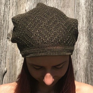 hat linen hat, knitted summer beanie, natural linen cap,knitting khaki hat, women tam,flax sun hat khaki beanie