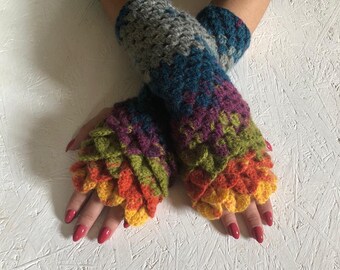 womens gloves /fingerless gloves/  dragon gloves / Arm Warmers/ gift accessories/ long winter gloves