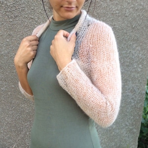 brown mohair shrug, bridal shrug, knit women shrug, Elegant Hand Knitted bolero, wedding bolero  Handmade