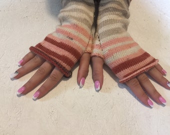 sale 20% off ! Knit Fingerless gloves Mittens Long Arm Warmers Boho Glove Women Fingerless Wrist multicolored gloves Ready to ship!
