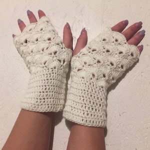 Guantes sin dedos de lana merino, calentadores de brazos sin dedos, guantes de novia de invierno de color blanco natural, calentadores de brazos para boda, guantes de invierno sin dedos