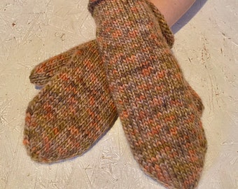 Brown mittens,   Rainbow women gloves,  winter wool gloves, Knitted  Mittens Ready to ship!