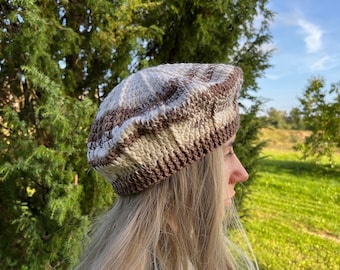 Rainbow crochet  women  hat, multicolored autumn, winter  beret, sun hat, wool  beret, women gift