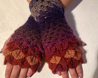 Fingerless Gloves women fingerless gloves Dragon Scale women's gloves women's Arm Warmers winter gift Accessory