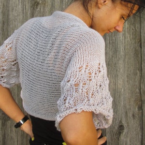 women bolero,  wedding bolero,  gray  bridal bolero bridal shrug  gray, shrug Shrugs, Knitted lace Jacket Handmade
