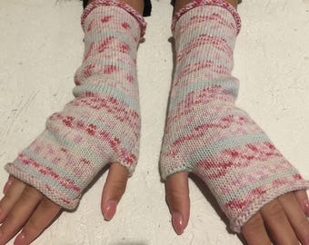 Gants cadeau femme sans doigts pour femme Mitaines Manchettes longues Gants bohèmes arc-en-ciel Manchettes longues poignet Prêt à expédier !