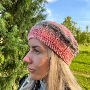 Rainbow crochet  women  hat, multicolored autumn, winter  beret, sun hat, wool  beret, women gift