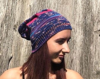 Bonnet d'automne en laine pour femme Chapeau d'été, chapeau arc-en-ciel, bonnet en laine bleu, chapeau ample, chapeau de soleil, chapeau femme, tricot de chapeau