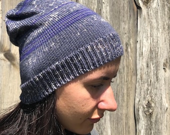 Bonnet lilas pour femme, bonnet d'hiver, bonnet ample lilas, bonnet femme, bonnet en tricot de laine, cadeau pour femme