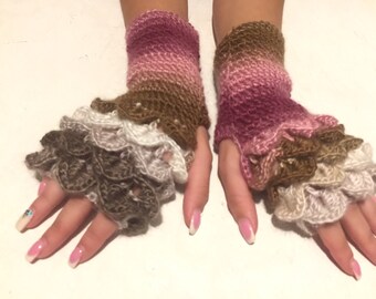 New! crochet gloves Fingerless, Crocheted Gloves women,   Dragon Scale gloves,  women's Arm Warmers, winter gift Accessory, gift for women