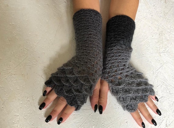 rainbow finerless, crochet gloves, crochet dragon stick gloves winter  gloves