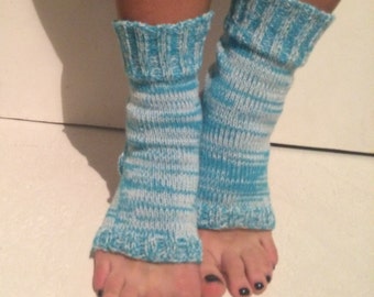 Blue rainbow Yoga Socks, knit women socks,  Knit Pilates Socks,  Dance Socks,  Slipper, Colorful Hipster Socks