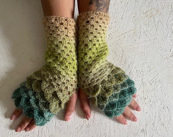 Fingerless Gloves, dragon scale gloves, women gloves, Arm Warmers , gift for women